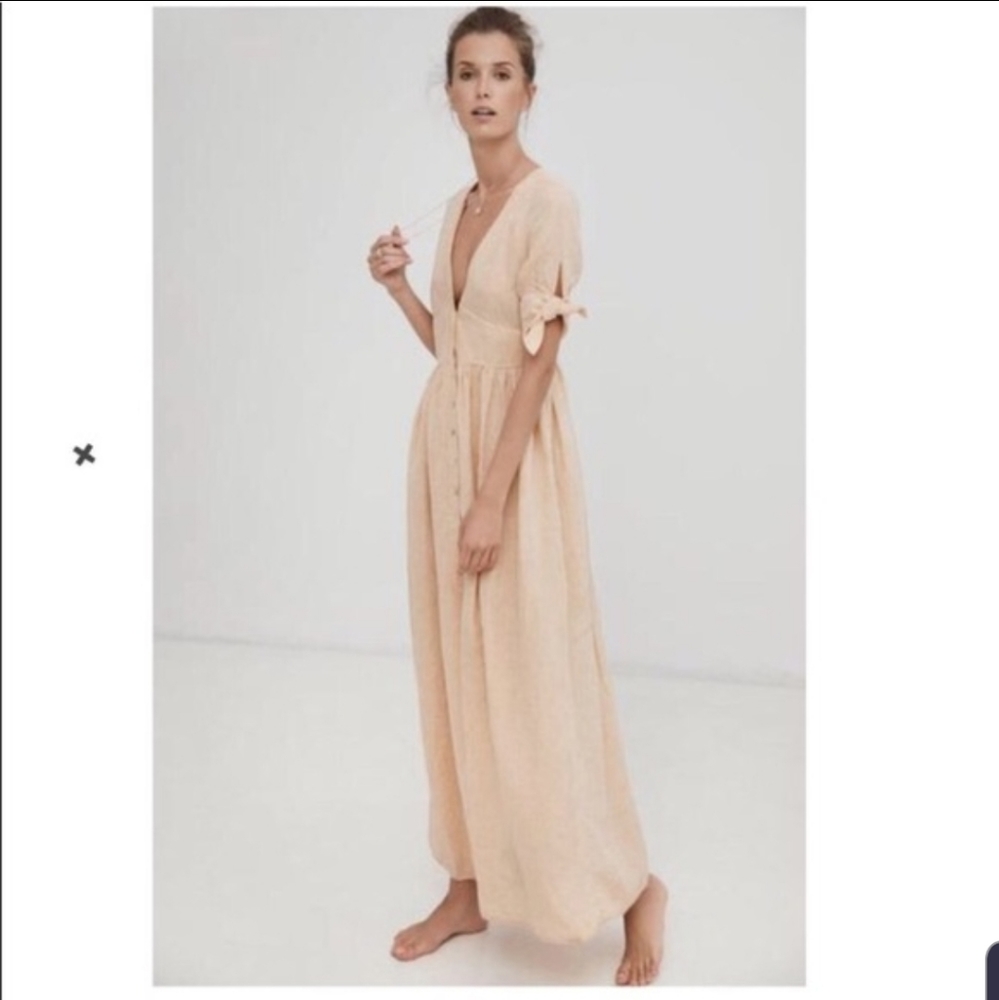 Harshman linen peach casilda dress